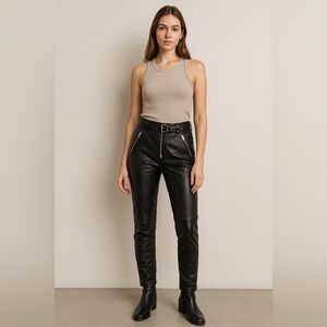 E.ssue Black Faux Leather Pants Size M